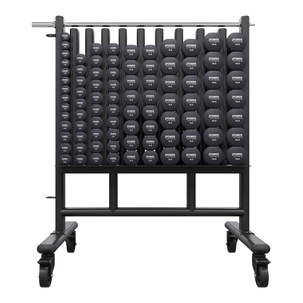 Premium Dumbbell Storage Rack w 44 Black Neoprene Pairs DB Power Systems
