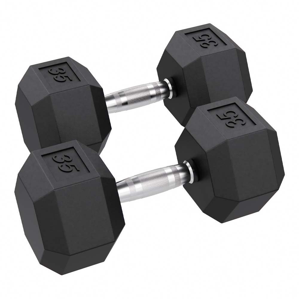 15 Lbs Pair Rubber Encased Hex Dumbbells Weights Strength Exercise Workout Gym for sale online 