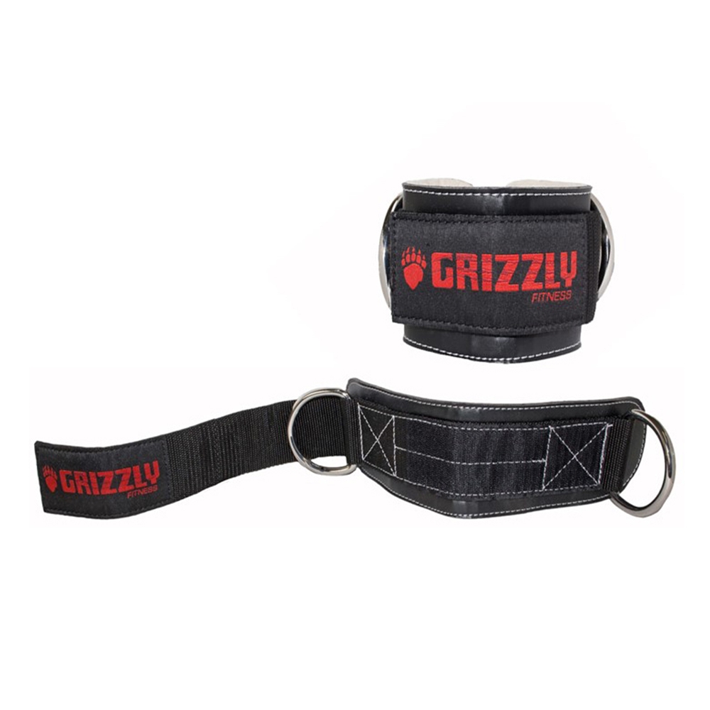 Grizzly Fitness 3 in. Leather Ankle Strap Power Systems