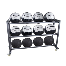 <div> <p><strong></strong>Keep your oversized medicine balls off the floor and out of the way with the 3 Tier Mega Medicine Ball Rack. This rack holds up to twelve 14 inch diameter medicine balls at one time! It can be easily moved to accommodate when your product is needed or pushed out of the way for added floor space in your gym or box.</p> <p><strong><span style="text-decoration: underline;">Features</span></strong></p> <ul>     <li>Keeps your oversized medicine balls off the floor and out of the way.</li>     <li>Hold up to twelve 14 inch diameter medicine balls</li>     <li>Casters for easy movement</li>     <li>63.5" L x 16.5" W 43" H</li> </ul> <br /> </div>
