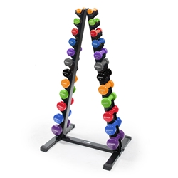 Neoprene/Vinyl Dumbbell Vertical Rack w/ Deluxe Vinyl DB Prime Set 1-15 lbs 