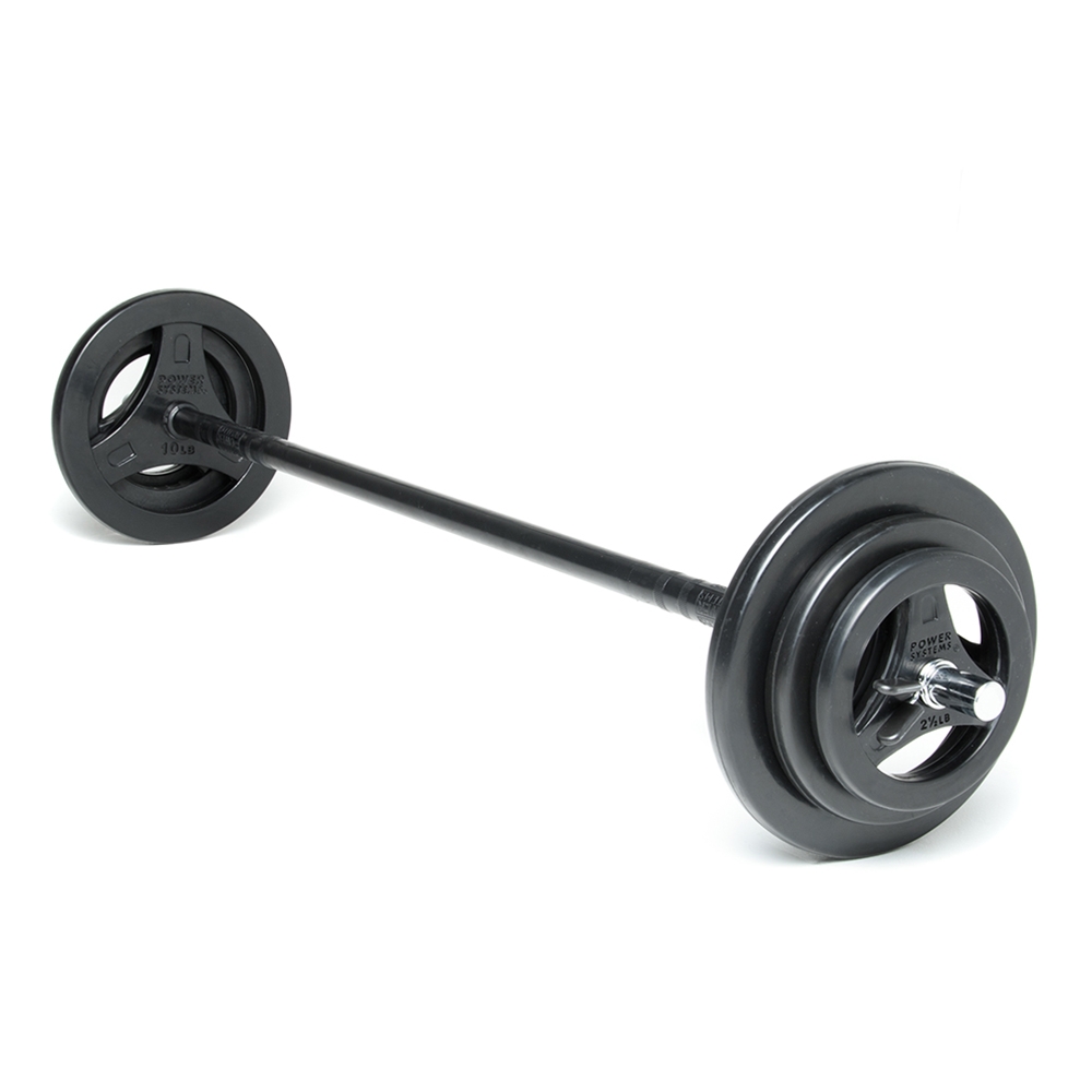 Deluxe CardioBarbell Set - 6 Plates, 1 51" Bar, 2 Spring Collars, Black