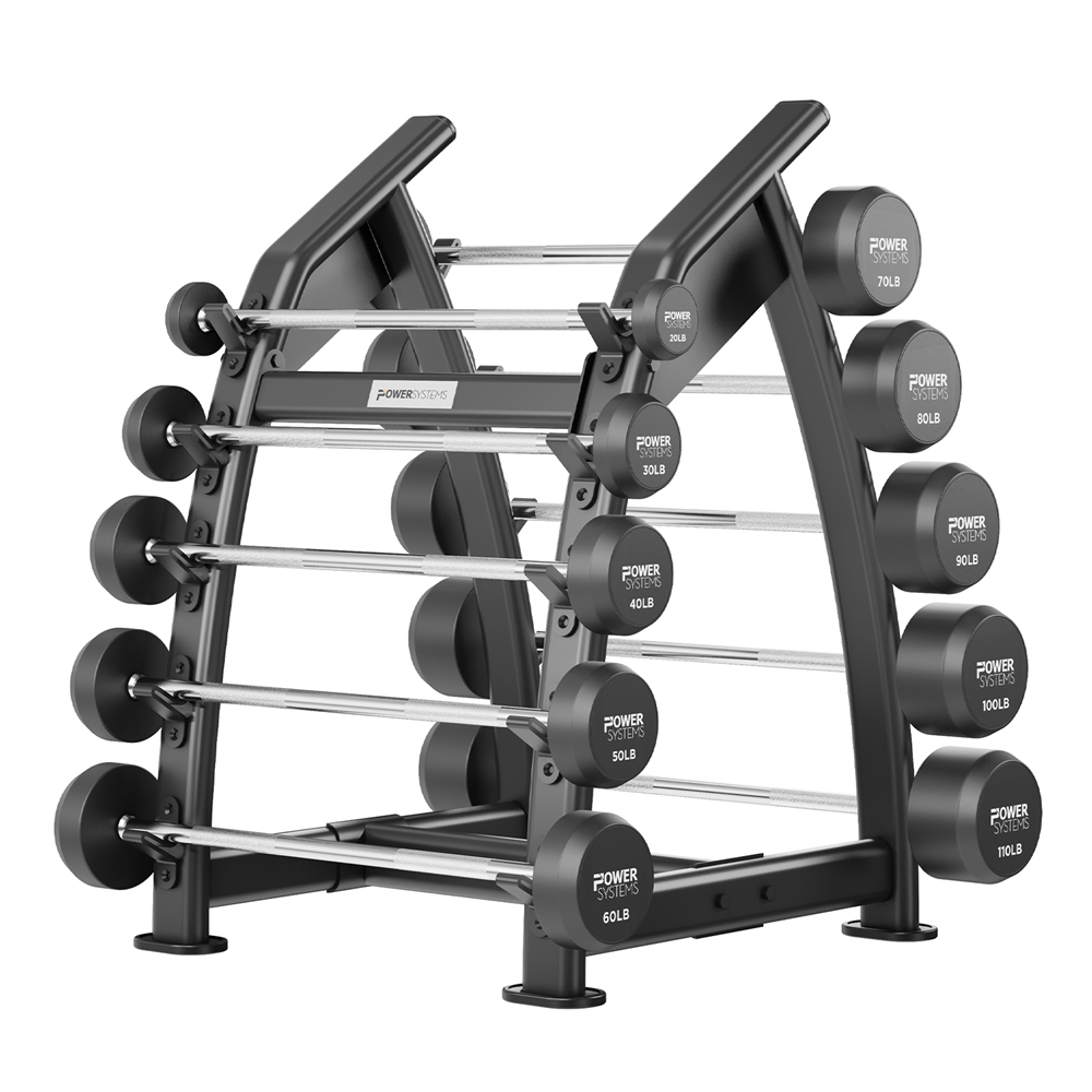Denali Series Fixed Barbell Rack - rack with 10  straight fixed barbells-  black