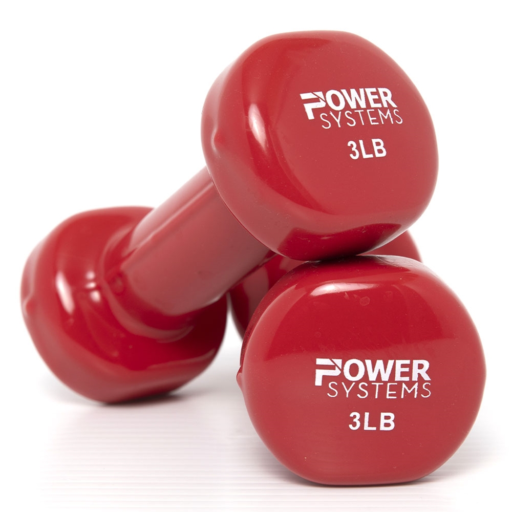 Deluxe Vinyl Dumbbell Prime - 3 lbs Red Pair, Red