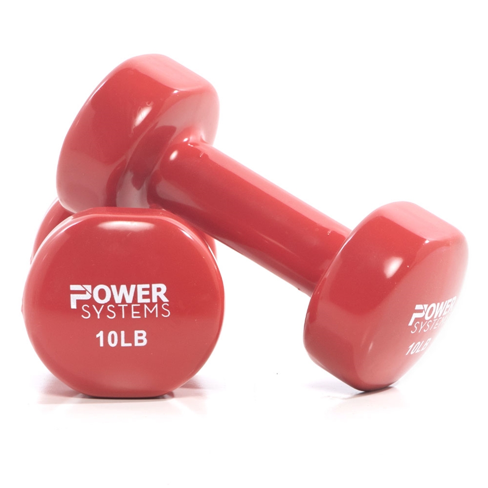 Deluxe Vinyl Dumbbell Prime - 10 lbs Red Pair, Red